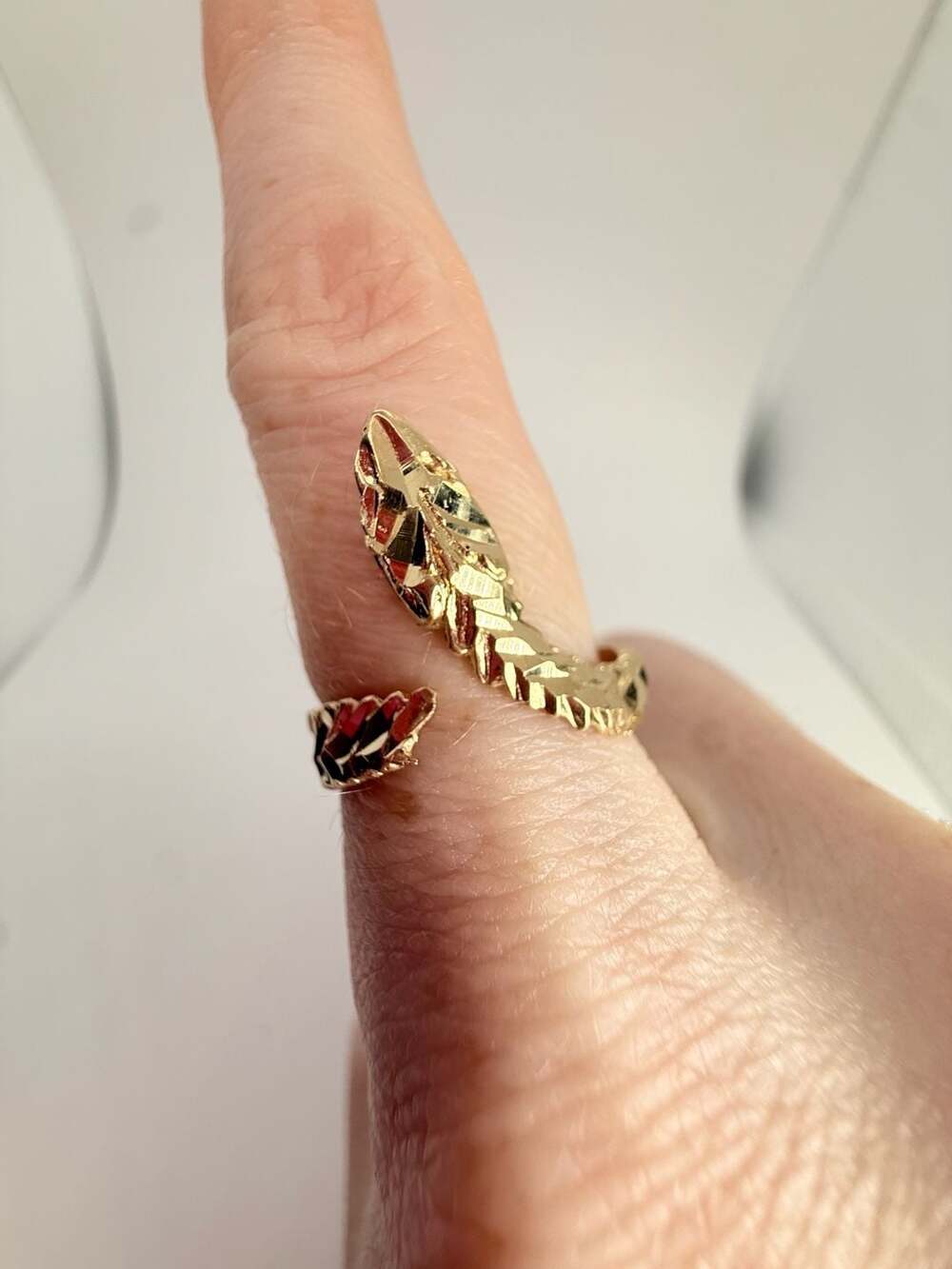Gold Diamond-Cut Snake Wrap Band Ring